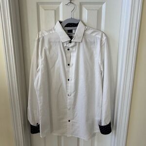 H&M White Dress Shirt with Navy Details